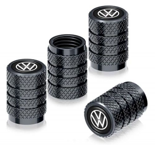 4 pcs black-white tire valve stem cap for vw volkswagen cars universal fit