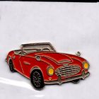 Austin healey 3000 mkii lapel pin with butterfly clasp in nice red enamel (z)