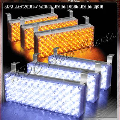 6x 48 led panel bright led emergency hazard warning strobe lights - white&amber