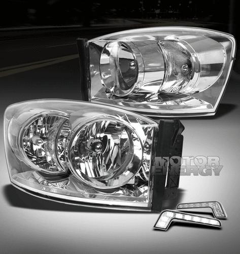 2006 2007 2008 dodge ram 1500 2500 3500 truck chrome crystal head lights+drl led