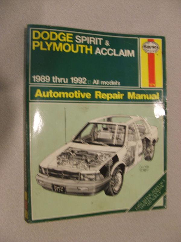 Dodge spirt and plymouth acclaim 1989-1992 haynes  shop manual