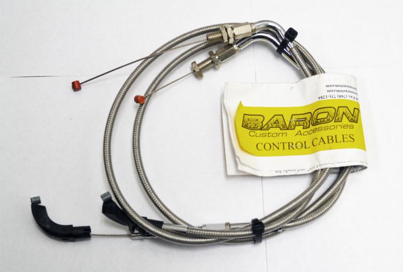 Suzuki boulevard c90 06-08 braided stainless throttle cables by barons stock siz