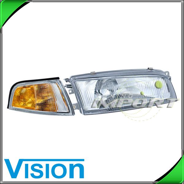 Passenger right side headlight w/corner light lamp 97-02 mitsubishi mirage 4dr