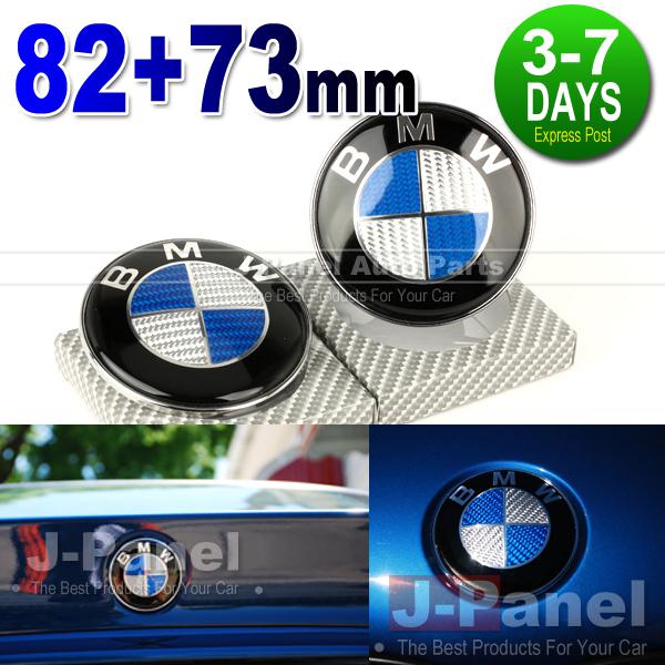 Bmw 3 series 46 e90 e91 blue carbon fiber emblem badge front rear hood trunk m