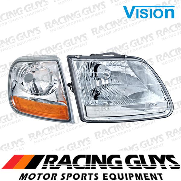 Rt passenger head light clear lense rh corner signal 01-04 ford f150 xlt truck