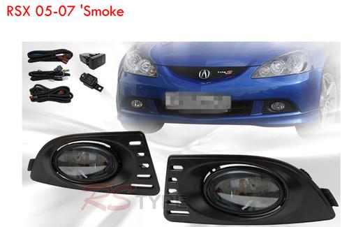 05 - 07 acura rsx jdm smoked clear driving bumper fog light lamps complete kit