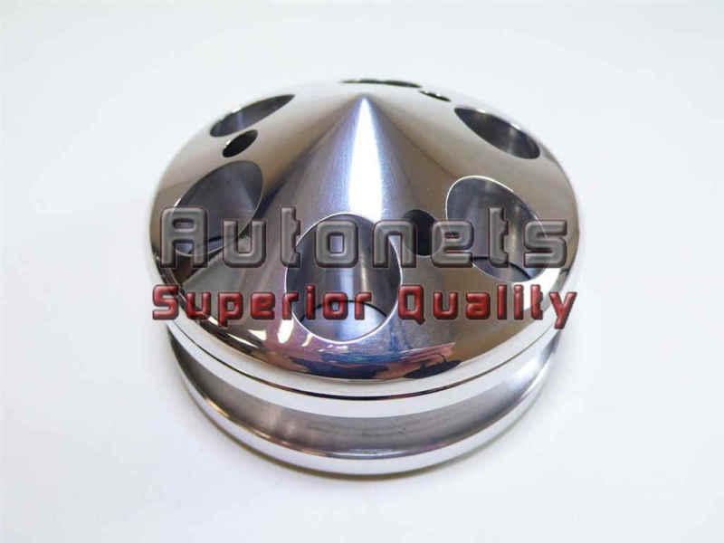 Polished aluminum sbc chevy 283-350 alternator pulley 1 groove gm hot rat rod