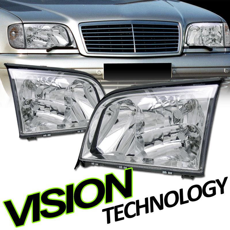 Euro chrome 5-pin connector head lights lamps left+right 92-99 benz w140 4d/4dr