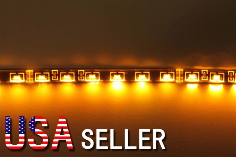 1x 60cm audi style 24" side glow 60-smd led light car truck flexible strip amber