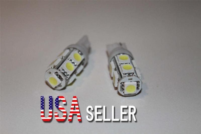 2pcs xenon t10 wedge 9-smd 5050 led light bulbs 192 168 194 w5w 2825 158 white