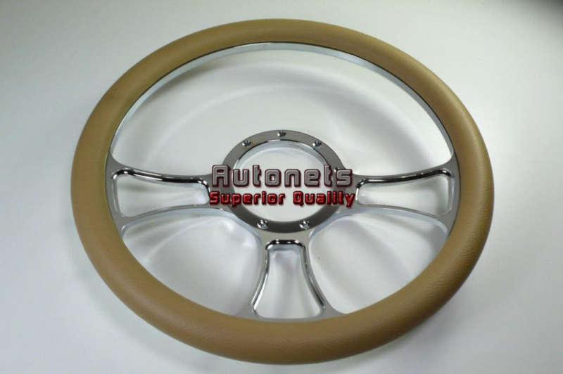 Beige leather trinity camaro nova hot rod steering wheel aluminum