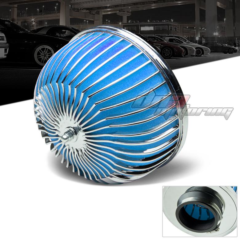 3" blue cold air/short ram intake/turbocharger racing mushroom washable filter