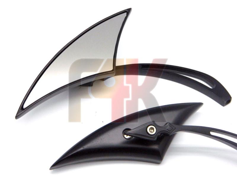 Universal black blade motorcycle cruiser custom rearview side mirrors 8mm 10mm