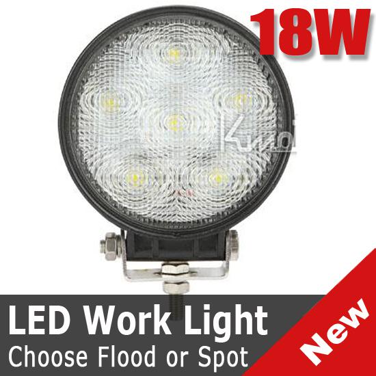 Round 18w flood led work light lamp offroud 12/24v atv boat jeep truck 4wd 4x4