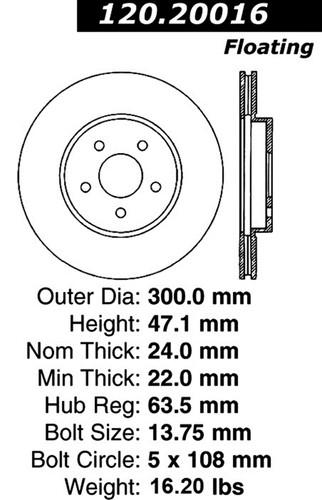 Centric-power slot 127.20016r stoptech sport rotors 02-08 x-type