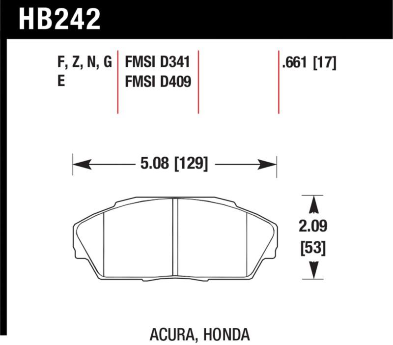 Hawk performance hb242f.661 disc brake pad accord civic integra legend prelude