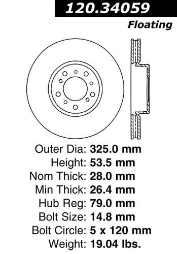 Centric-power slot 126.34059sr stoptech sport rotors 01-06 m3