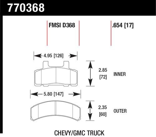 Hawk performance 770368 premium oes; disc brake pads c1500 pickup k1500 pickup