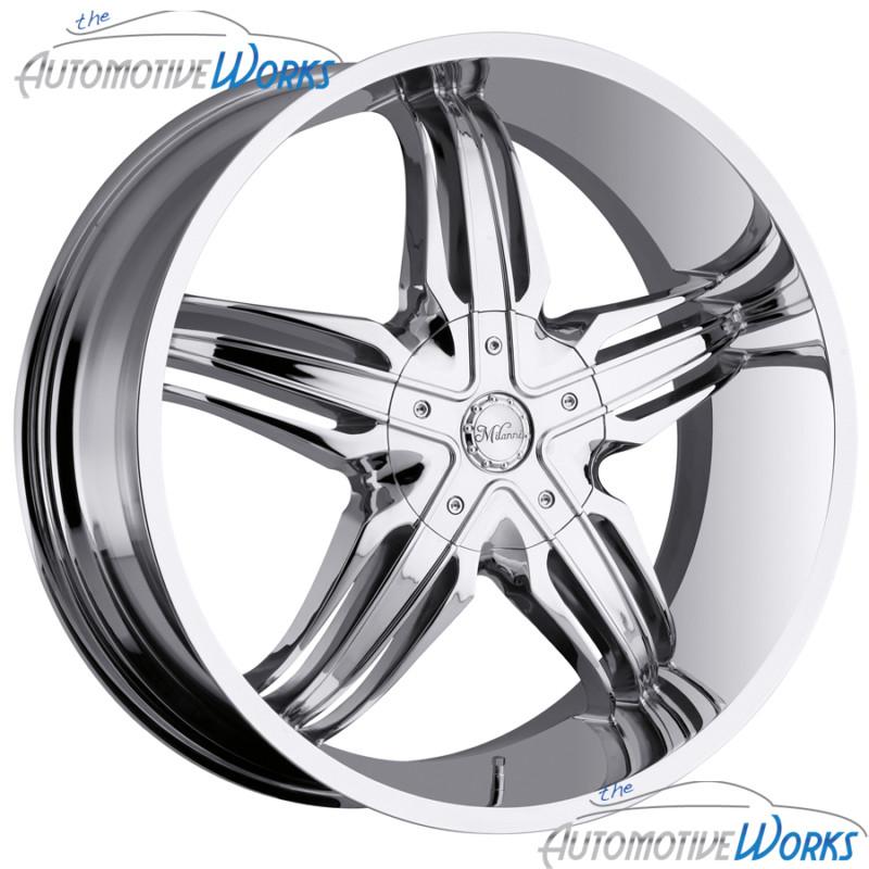 1 - 24x9.5 milanni phoenix 5x115 5x139.7 5x5.5 +8mm chrome wheel rim inch 24