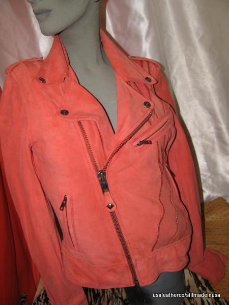 Schott nyc perfecto leathers jacket unique hot pink glove  skin  nwt size small