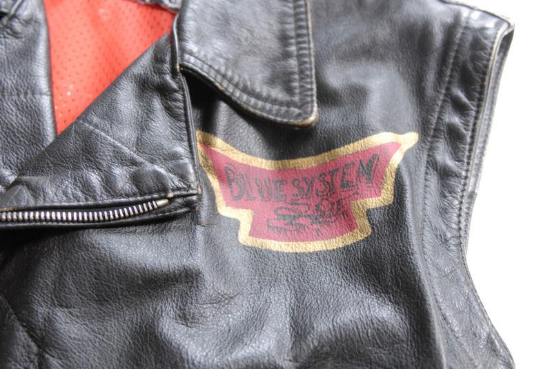 Blue system motorcycle vest jacket. harley davidson pin