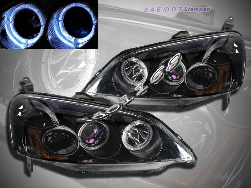 2001-2003 honda civic projector headlights bk 2halo 2/4d 02