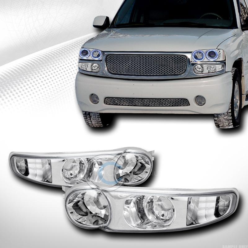 Chrome clear signal bumper corner lights lamps jy 00-06 gmc yukon/sierra denali