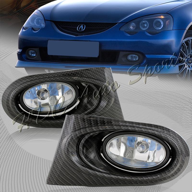 2002-2004 acura rsx carbon fiber look painted covers clear lens fog light lamps