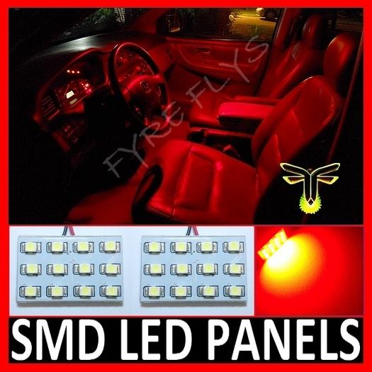 2 pcs super red led dome map interior light bulbs 12 smd panel hid xenon #a3