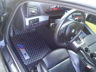 ///m3 inlay black & metal diamond floor mats.   precise fit driver + passenger