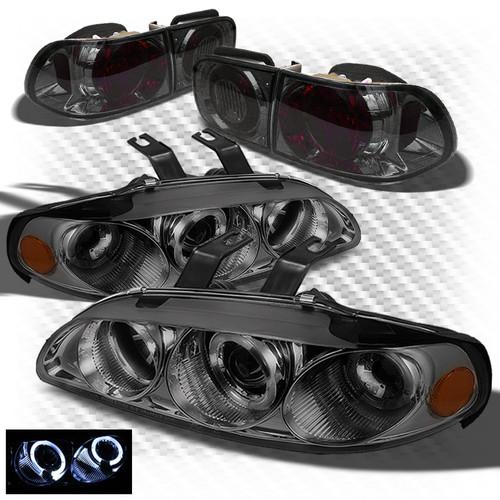 92-95 civic 4dr smoked halo projector headlights + altezza style tail lights set