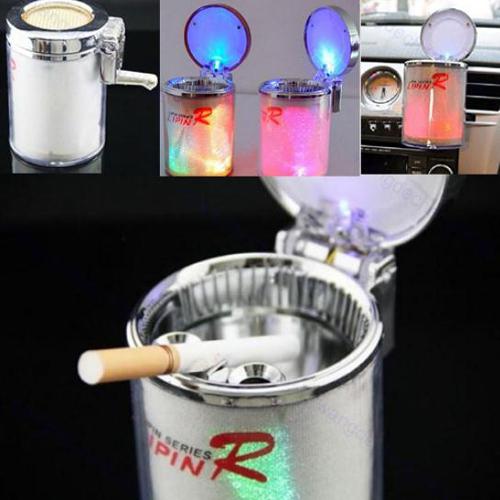 Colors auto portable car travel led light cigarette cylinder ashtray holder cup