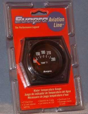 2" electrical water temperature gauge new black / black bezel sunpro cp8083