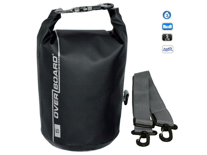 Overboard waterproof 5 liter dry tube - black, dry bag