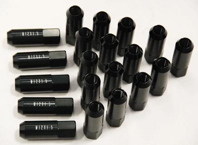 Black 20pc aluminum racing 12x1.5mm wheel extended lug nuts civic integra eg ek