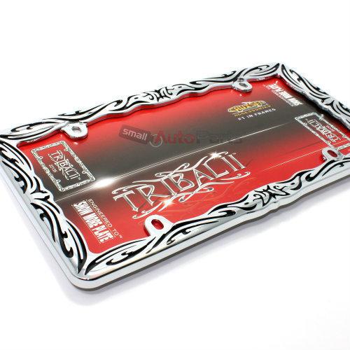 Tribal chrome/black metal license plate tag frame for auto-car-truck