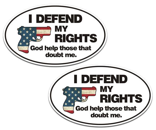 Defend rights handgun decal set 3"x1.8" usa 2nd amendment guns sticker zu1