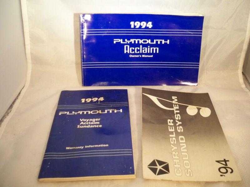 1994 plymouth acclaim owner's manual with supplements