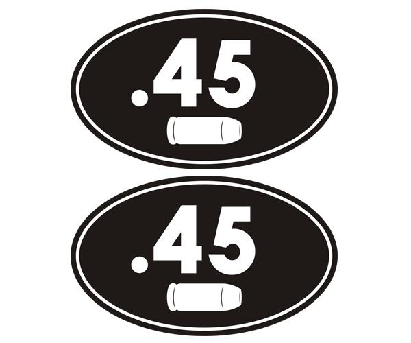 .45 cal ammo can decal set 3"x1.8" oval 45 acp m1911 gun vinyl sticker zu1