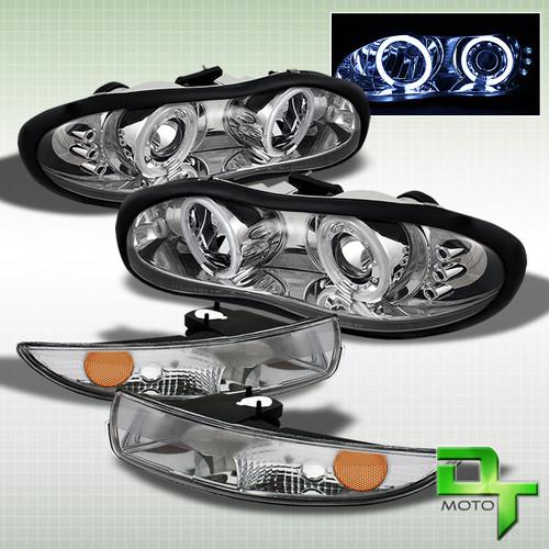 98-02 chevy camaro dual ccfl halo projector led headlights +bumper signal lights