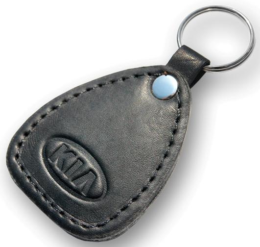 New leather black keychain car logo kia auto emblem keyring