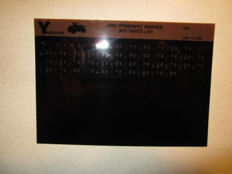 2001 yamaha atv yfm80n nc badger microfiche parts list catalog xfm 80 n 