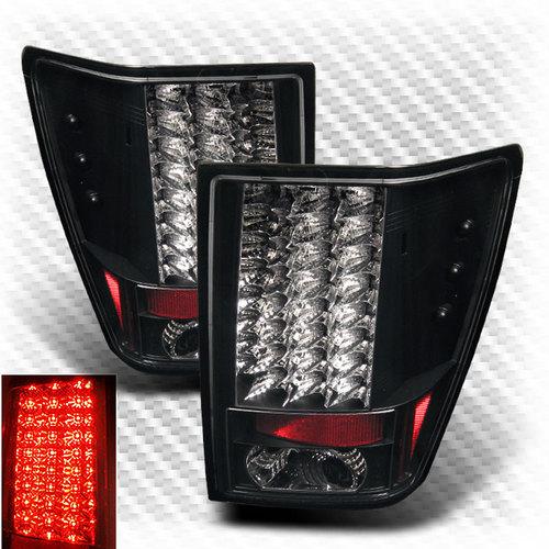 05 06 jeep grand cherokee black led tail lights rear brake lamp pair set light