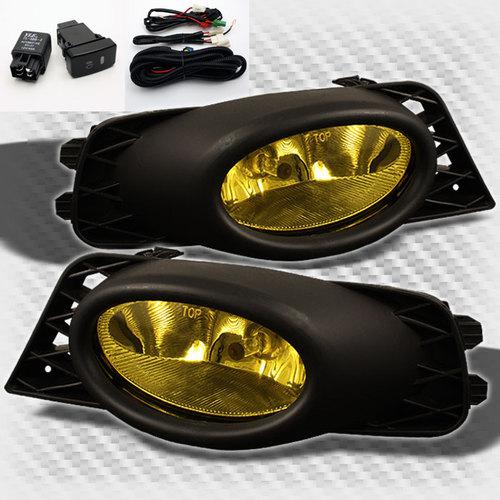 09-11 honda civic 4 door bumper jdm yellow fog lights lamp+switch+bulbs pair set