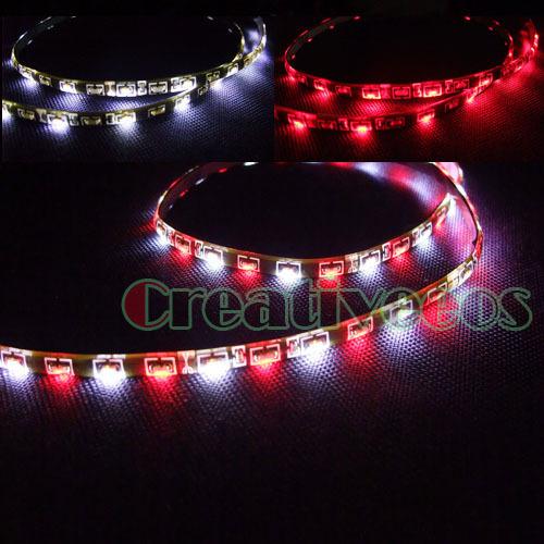 2x 30cm 12v 30leds side-emitting smd led strip light/turn signal light white/red