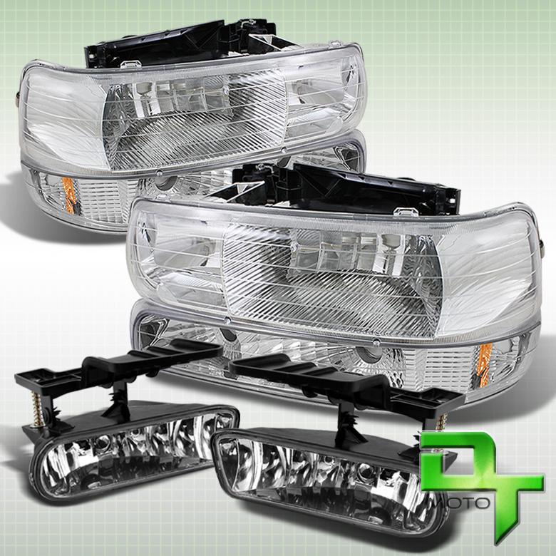 99-06 silverado tahoe suburban euro headlights +bumper signal+clear fog lights