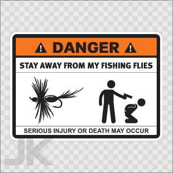 Decal stickers sign warning danger caution stay away fishing lures 0500 z3f7a