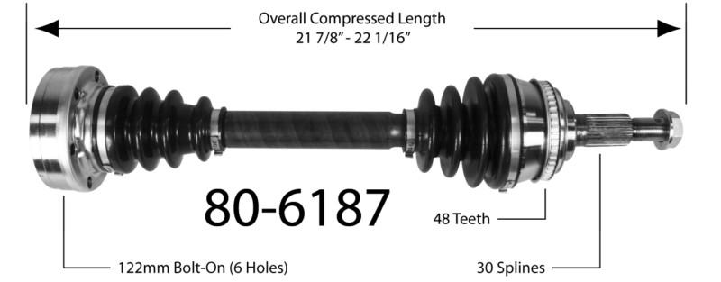 Empi 80-6187 new constant velocity premium cv half shaft drive axle assembly