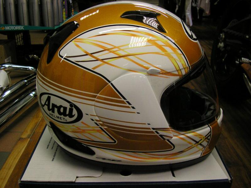 Arai helmets rx-q vibe graphics white/gold extra large xl  -deeply discounted!!!