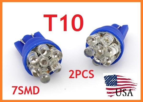 2 x 152 168 194 501 t10 w5w power 7 led bulb lamp blue